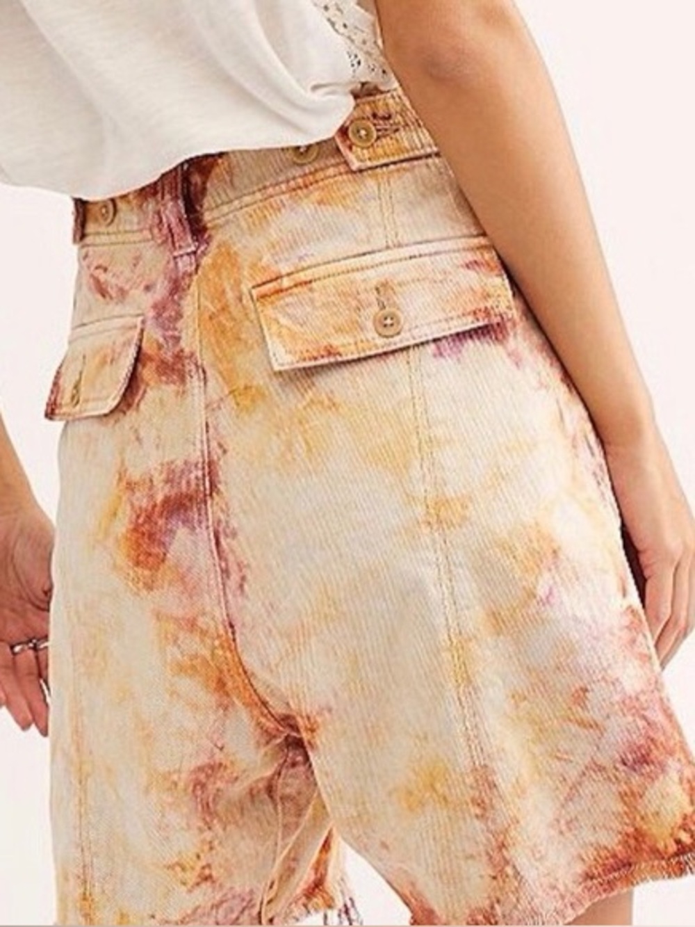 We The Free She’s a Legend Harem Bermuda Shorts- Apricot Tie Dye - Picture 2 of 13